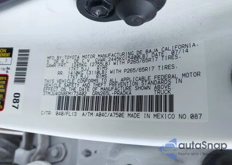 2014 Toyota Tacoma Prerunner V6 from USA, damaged, VIN 3TMJU4GN8EM173402